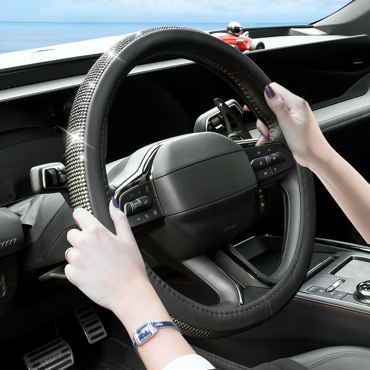 Amazon | GUAOE ハンドルカバー 軽自動車 sサイズ ステアリングカバー